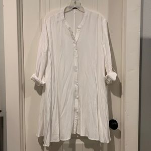 Classic White Button Down Shirt Dress - Size M
